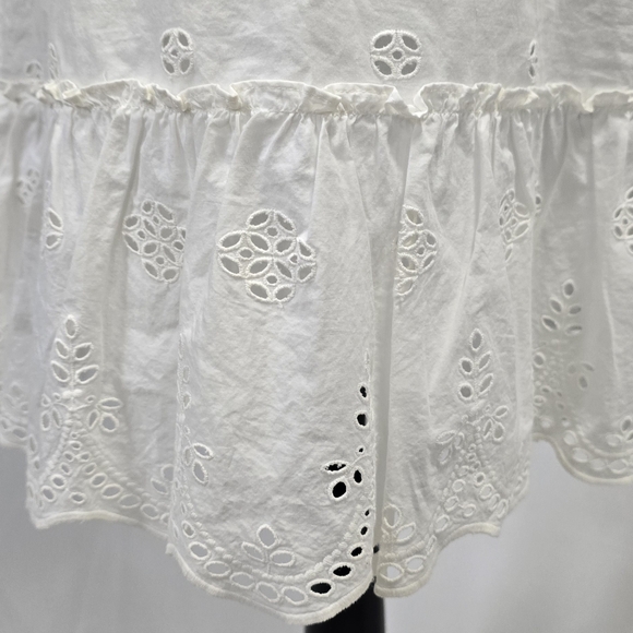 Madewell women XS white eyelet garden summer dress lined costal cowgirl boho - Picture 10 of 14